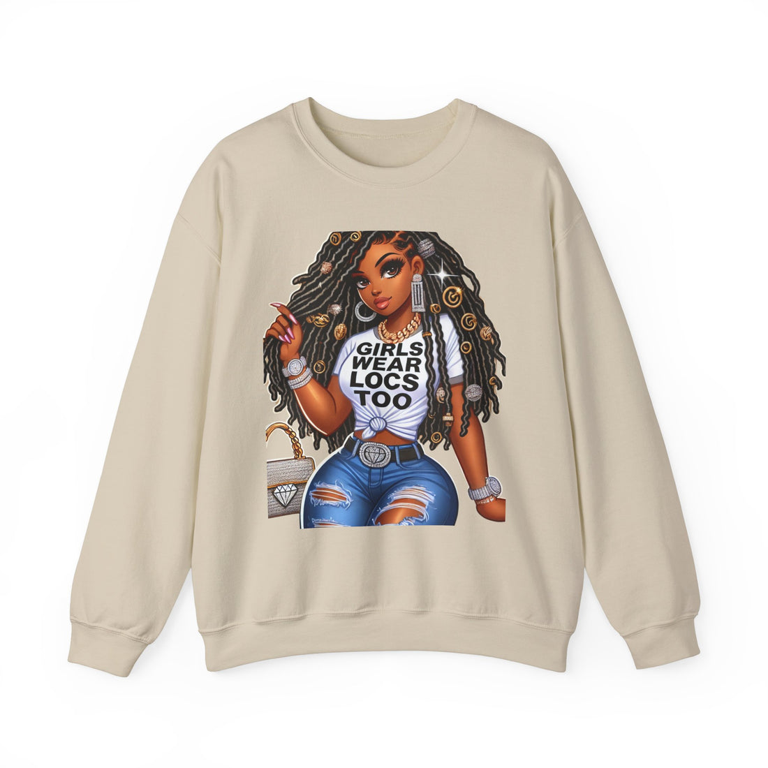 Girls Wear Locs Too Crewneck Sweatshirt - Comfortable Fashion for Natural Hair Lovers