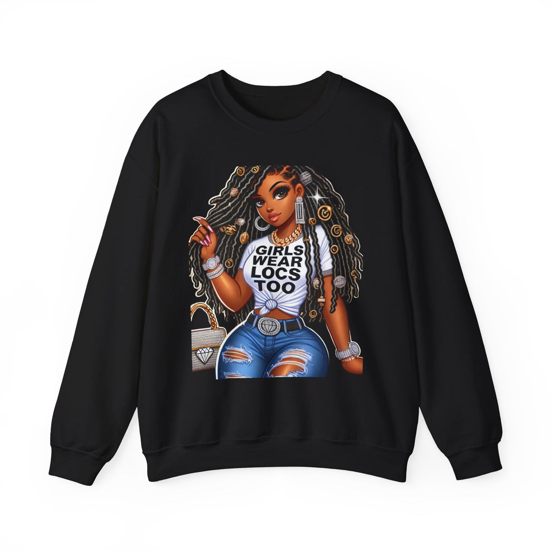 Girls Wear Locs Too Crewneck Sweatshirt - Comfortable Fashion for Natural Hair Lovers