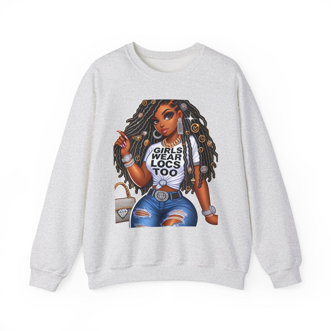 Girls Wear Locs Too Crewneck Sweatshirt - Comfortable Fashion for Natural Hair Lovers