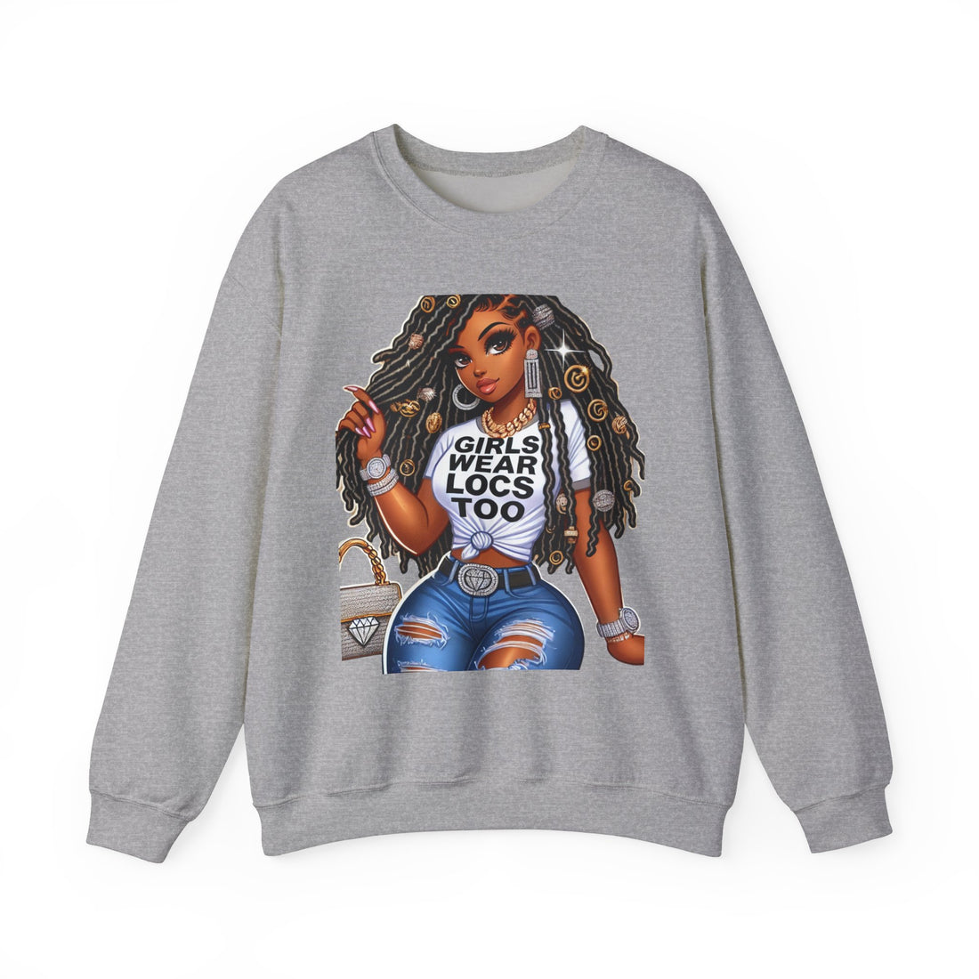 Girls Wear Locs Too Crewneck Sweatshirt - Comfortable Fashion for Natural Hair Lovers