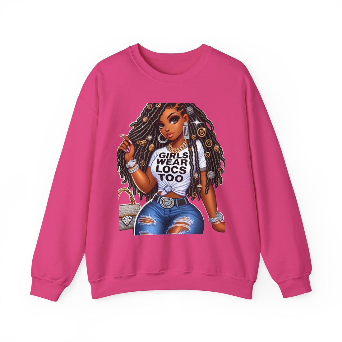 Girls Wear Locs Too Crewneck Sweatshirt - Comfortable Fashion for Natural Hair Lovers